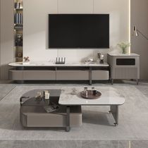 Modern and simple new style rotating slate coffee table TV cabinet combination rotating 23 coffee table minimalist living room light luxury folding