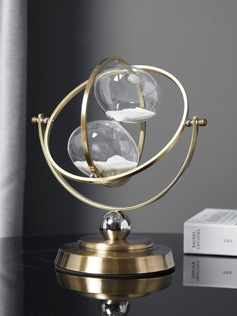 Creative Rotatable Globe Hourglass Timer 30 Minutes Ornament Modern Light Luxury Office Desktop Decoration