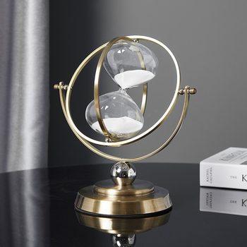Creative Rotatable Globe Hourglass Timer 30 Minutes Ornament Modern Light Luxury Office Desktop Decoration