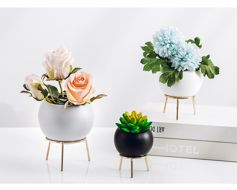 Nordic Ceramic Round Hydroponic Succulent Planter Image 4