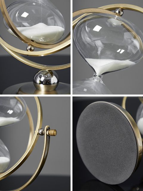 Creative Rotatable Globe Hourglass Timer 30 Minutes Ornament Modern Light Luxury Office Desktop Decoration