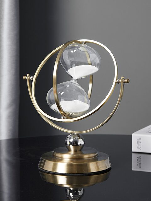 Creative Rotatable Globe Hourglass Timer 30 Minutes Ornament Modern Light Luxury Office Desktop Decoration