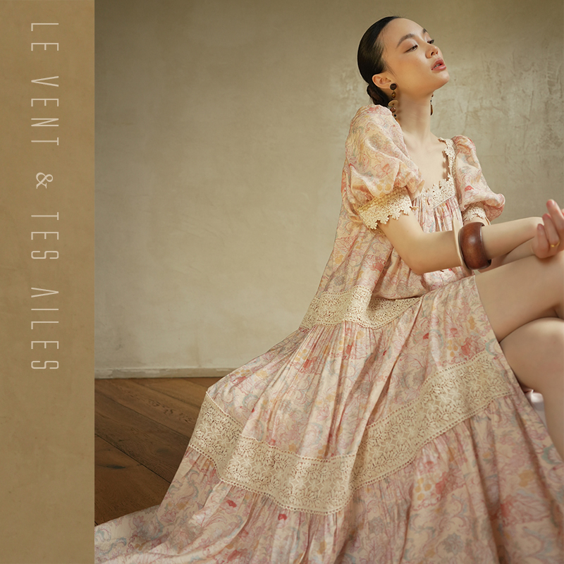 Le Vent&Tes Ailes ·Viviana French-Style Luxury Retro Lace Niche High-End Dress