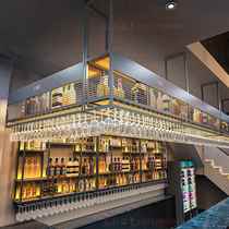 Wine rack bar ceiling rack hanging cabinet iron red wine goblet upside down hanging wine cabinet restaurant bar hanging storage rack