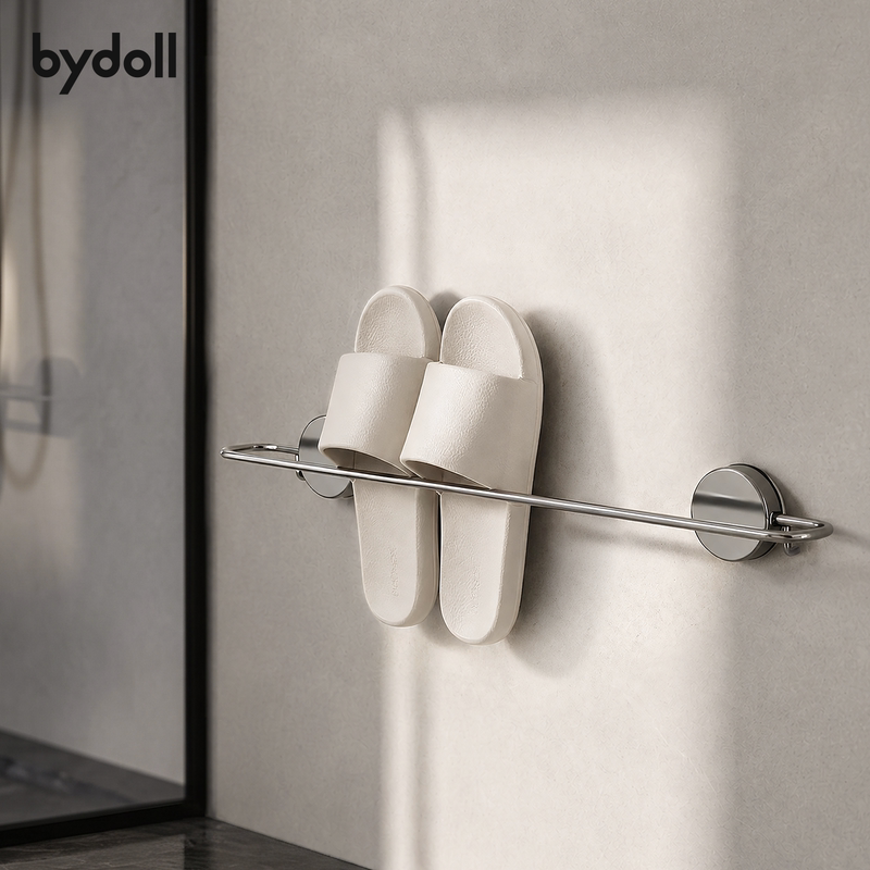 Suction Cup Slipper Rack 304 Stainless Steel Bathroom Toilet Door Back Foldable Draining Shoe Storage Rack