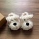 Cartoon Puppy Plush Ear-Shaped Women's Home Cotton Slippers with Soft Soles, Warm Indoor Autumn and Winter Cute Light-Soled Slippers for Men