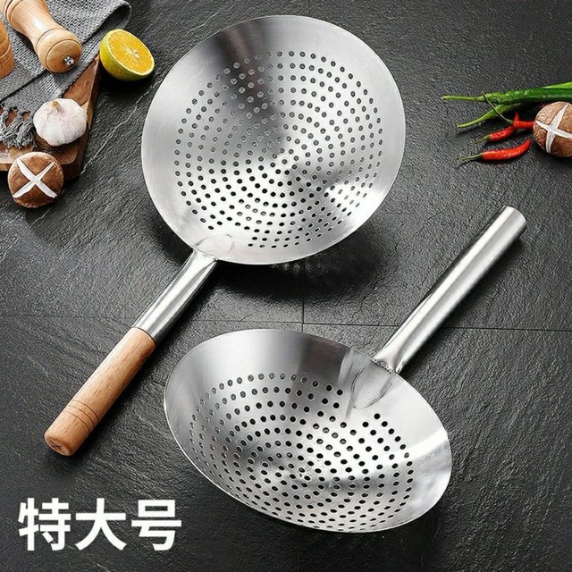 Large Stainless Steel Strainer with Fine Mesh for Kitchen Use, Commercial Noodle Skimmer, Ultra-Fine Mesh Strainer, Household Skimmer