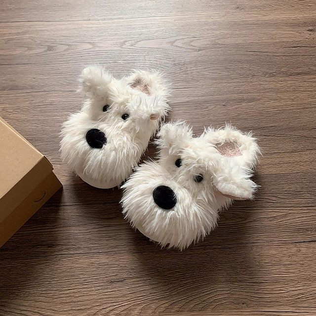 Plush Puppy Slippers Cotton Slippers 2025 New Autumn and Winter Season High-Value Cute Puppy Home Slippers for Women