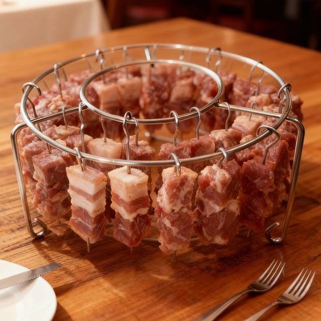 New Model Air Fryer Barbecue Rack, Round Hanging Skewer Rack for Home Kitchen and Outdoor Use