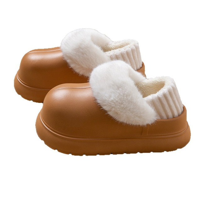 Waterproof Cotton Slippers for Women, Autumn and Winter, with Covered Heel, Thick Sole, Non-Slip, Detachable, Thickened, Warm Cotton Slippers for Women, Suitable for Outdoor Wear