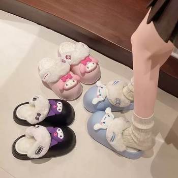 Melody Cartoon Cotton Shoes 2025 Autumn and Winter New Style Fleece-Lined Warm Detachable Heel Waterproof Non-Slip Cotton Shoes for Women