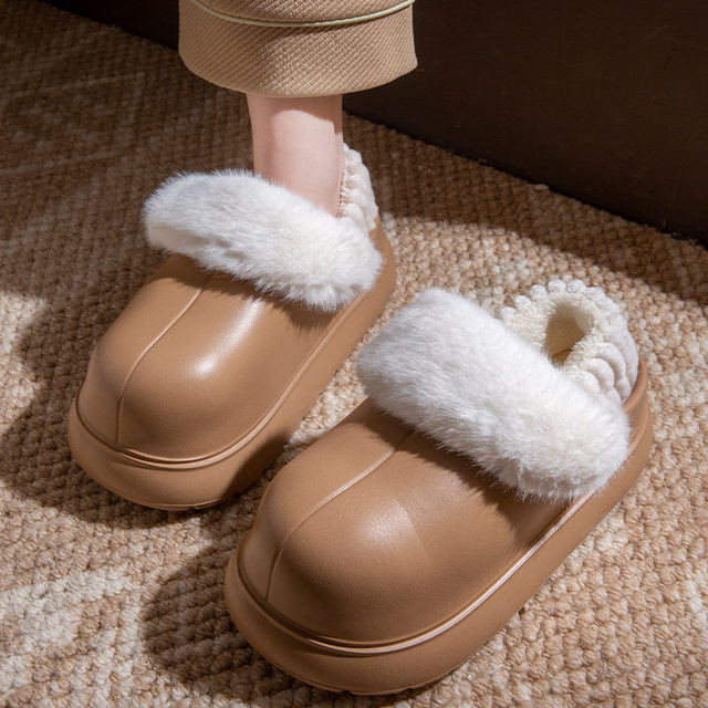 Waterproof Cotton Slippers for Women, 2025 Autumn and Winter New Style, Removable and Easy to Clean, Indoor Non-Slip Warm Cotton Shoes