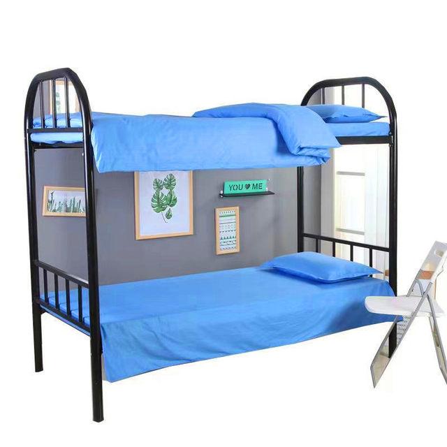 Students' three-piece set of sky blue quilt cover bed linens for military training, pure cotton college dormitory bedding