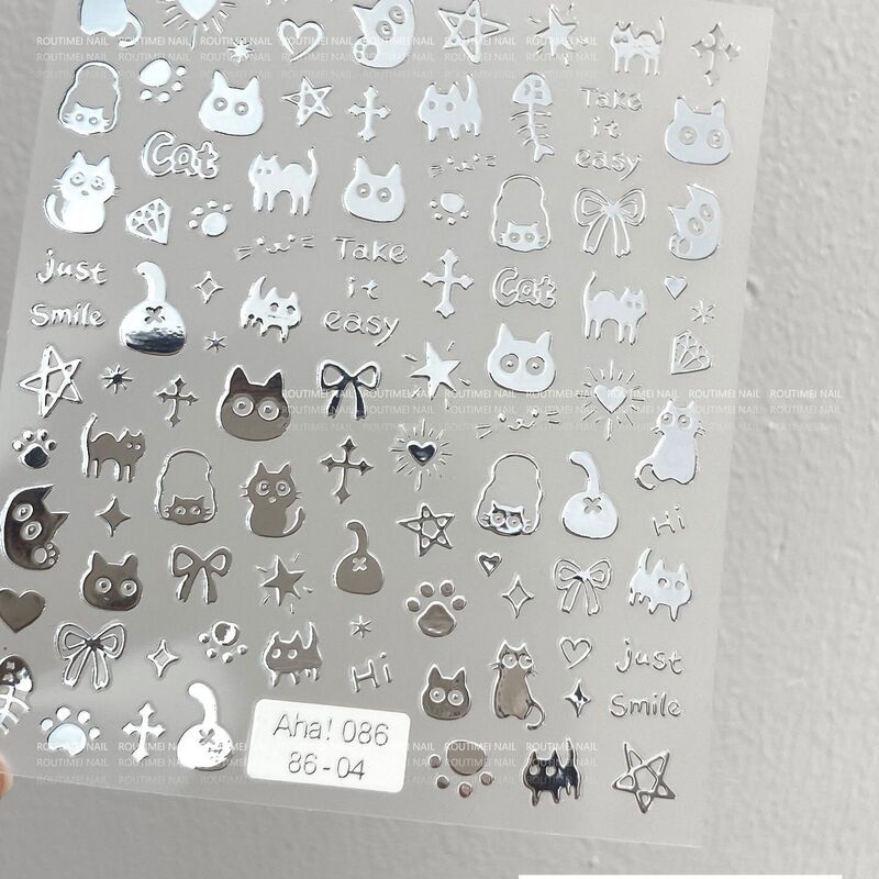 Internet Celebrity Aha! Popular Cute Cartoon Cat Ins-Style Kitten Adhesive Nail Stickers Cat Stickers New Nail Art