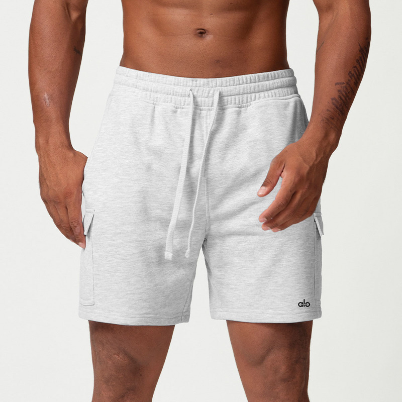 Alo American-Style Summer Men's Cotton Blend Drawstring Sports Shorts for Fitness, Running, Training, Quick-Drying, Breathable Five-Point Shorts Alo American-Style Summer Men's Cotton Blend Drawstring Sports Shorts for Fitness, Running, Training, Quick-Drying, Breathable Five-Point Shorts