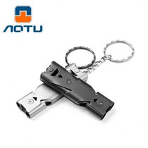 Hot-selling cross-border stainless steel whistle outdoor double-barreled life-saving whistle outdoor high-frequency rescue whistle AT6637