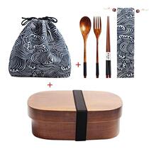 Wooden Lunch Box Picnic Bento Box for School Kids Dinnerwar