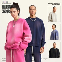 BE Mens Wear 2024 Autumn and Winter Niche Washed Heavyweight Velvet Hooded Sweatshirt Mens Trendy Brand Couple Washed Sweatshirt Set