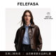 FELEFASA sheepskin short leather jacket