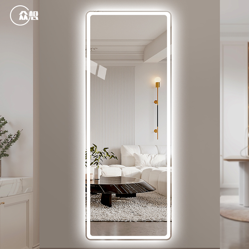 People want LED with lamp full body mirror wall hanging household dressing mirror round corner clothing store smart auditorium decoration mirror