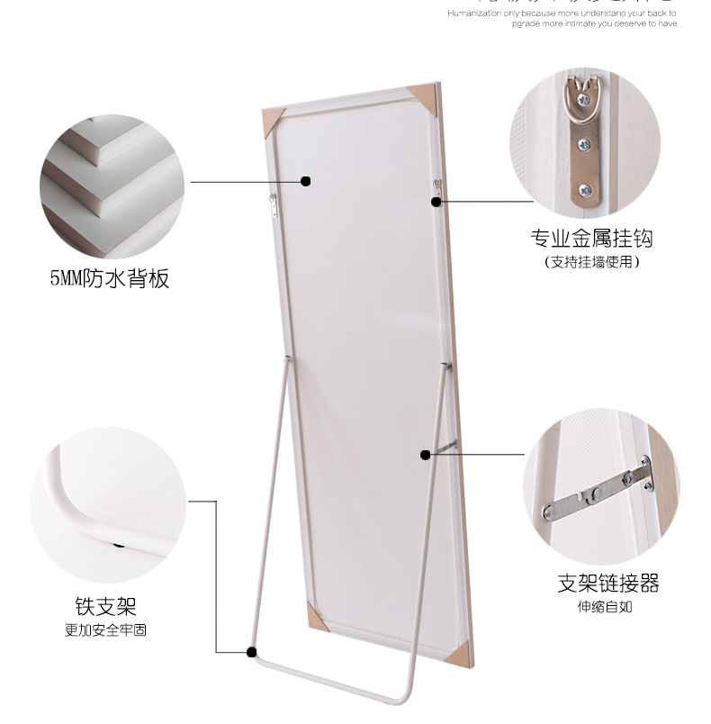Tôi muốn đeo một tấm gương sàn gương màu đen hiện đại đầy đủ gương đơn giản gương treo tường gương với khung lắp gương - Gương guong nha tam