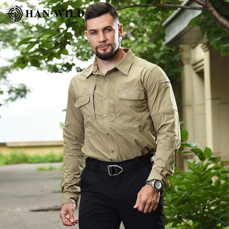Quick-Drying Shirt Men's Outdoor Shirt Light Breathable Waterproof Sun Protection Loose Summer Long-Sleeved Fishing Fashion Workwear