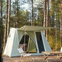 Outdoor camping tent spring retro four seasons portable technology cotton windproof and waterproof thickened camping high-end spring tent
