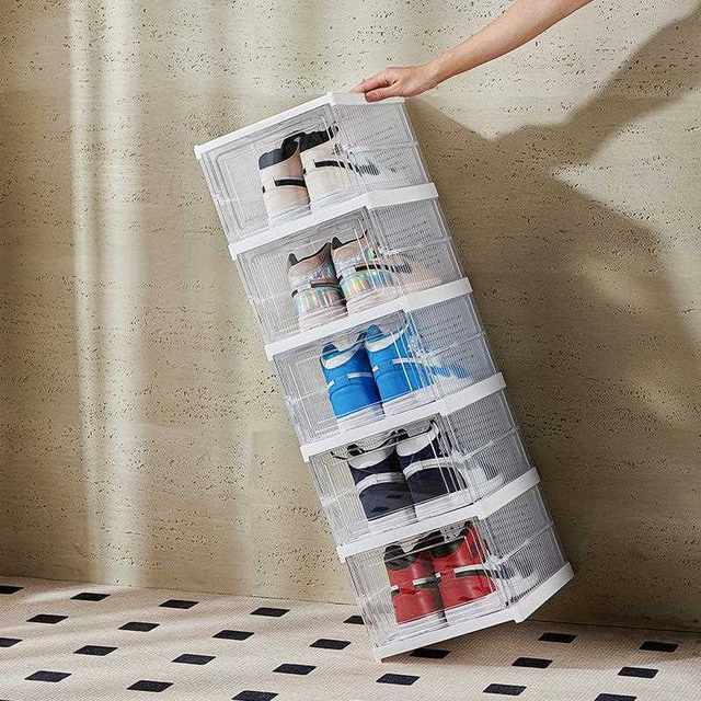 New direct-selling thickened plastic simple shoe rack transparent dustproof flip-type indoor household storage shoe cabinet large capacity