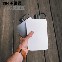 304 square stainless steel small wine bottle 500ml outdoor travel portable personalized wine set retro military style flat wine bottle