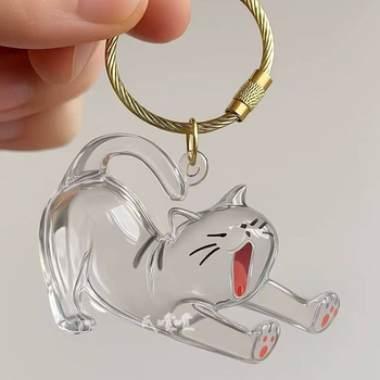 Kitten hair transparent storage box pet hair pendant cute cat cat shape creative pendant keychain