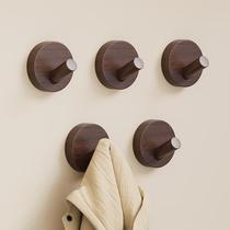 Hook without punching door-mounted clothes hook single walnut wooden clothes hanger entrance wall wall-mounted clothes and hats sticky hook