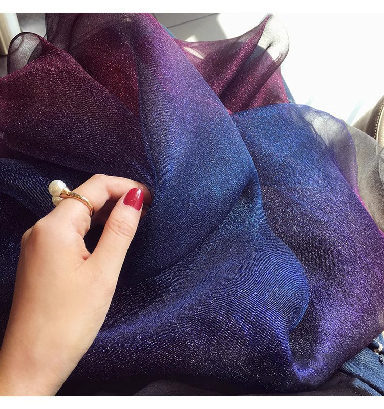 New Spring and autumn Korean style for ladies, jacquard satin, silk-like gradient scarf, fashionable and elegant scarf, shawl, beach blouse, Yiwu Wholesale Network pic 12