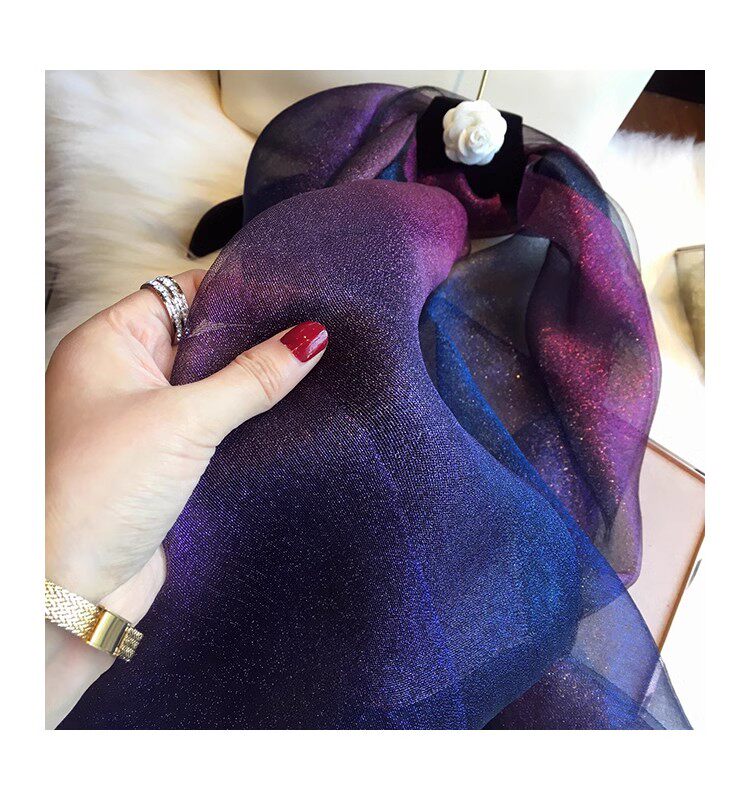 New Spring and autumn Korean style for ladies, jacquard satin, silk-like gradient scarf, fashionable and elegant scarf, shawl, beach blouse, Yiwu Wholesale Network pic 8