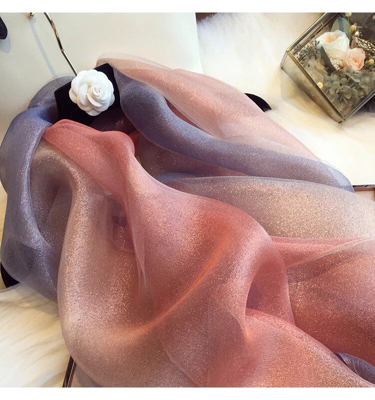 New Spring and autumn Korean style for ladies, jacquard satin, silk-like gradient scarf, fashionable and elegant scarf, shawl, beach blouse, Yiwu Wholesale Network pic 25