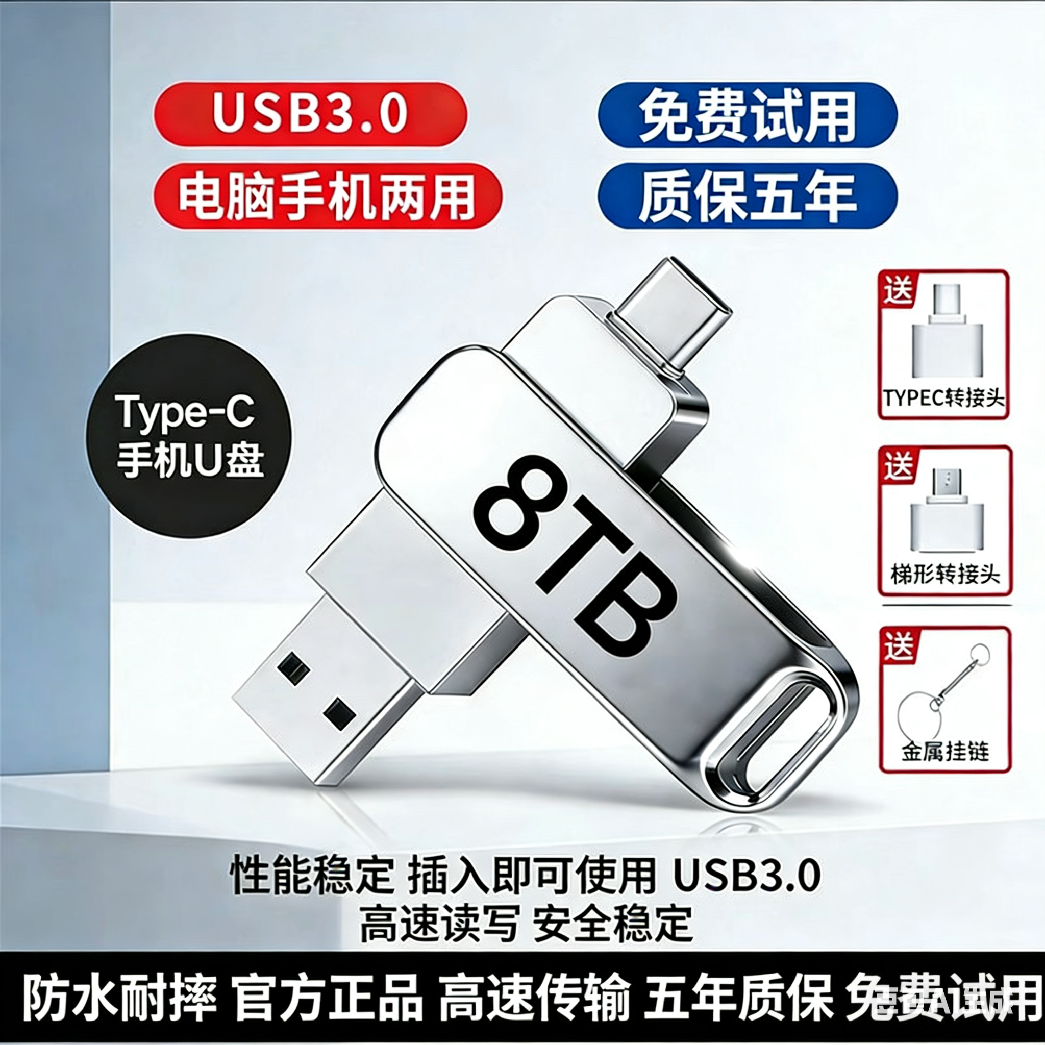 Мобильный 2T большой емкости 1t высокоскоростной USB3.0 мобильный телефон компьютер студенческий офисный автомобиль металлический универсальный диск 512g