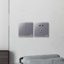 Junlang two-position multi-control mid-way switch two-open double-open three-control multi-link concealed 86 type wall panel Tianyue gray