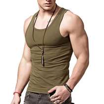 Summer Army Army Green Mens Vest All Cotton Slim-fit Sports