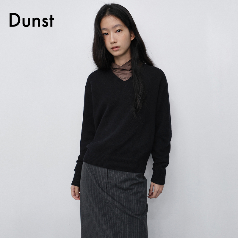 Dunst【Same Style as Honey Glazed Pork】26 Autumn Cashmere Blend Sweater V-Neck Knitwear Udsw6C111 Dunst【Same Style as Honey Glazed Pork】26 Autumn Cashmere Blend Sweater V-Neck Knitwear Udsw6C111