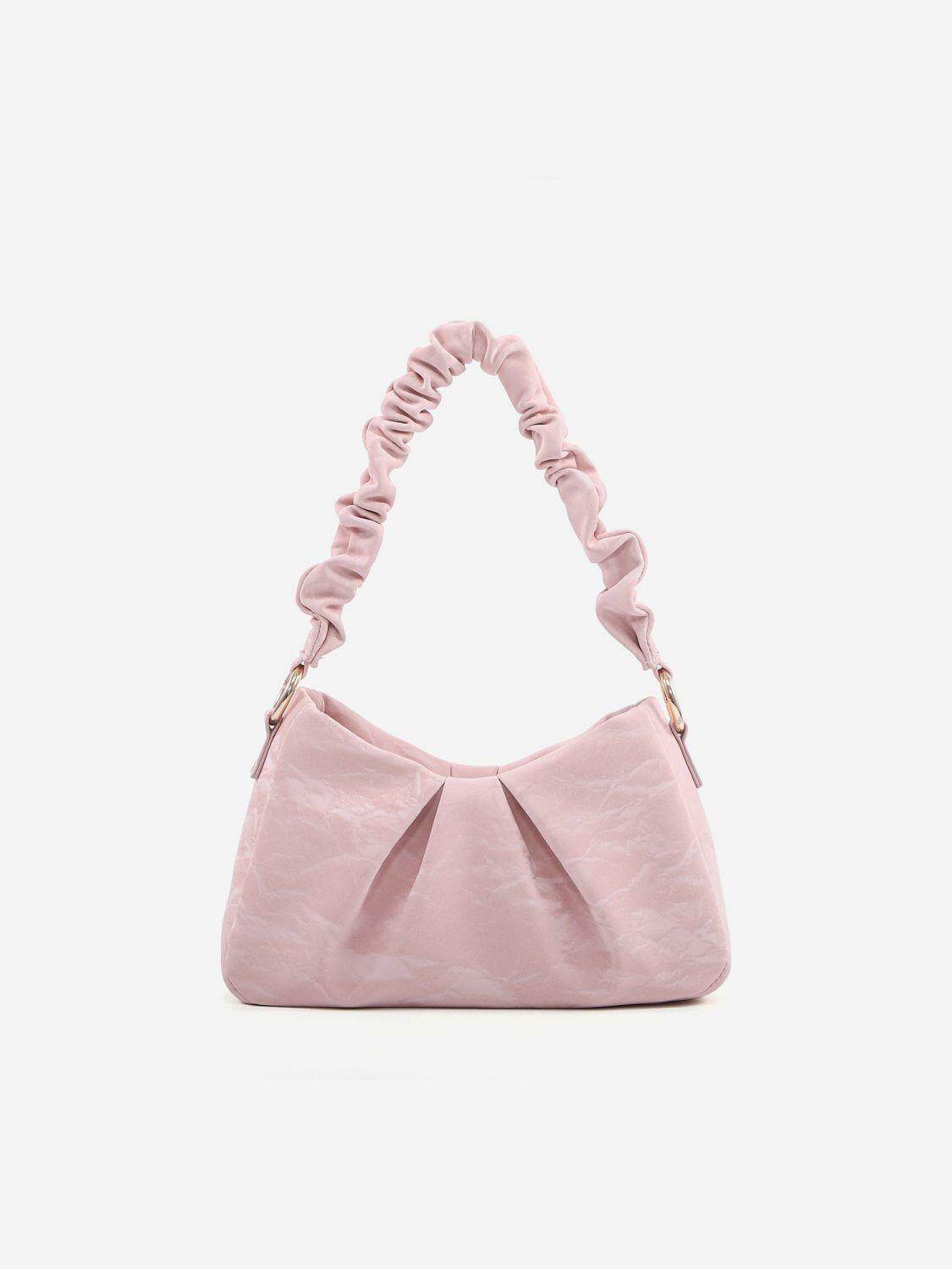 чемодан micherr2025新款流沙粉色褶皱云朵包女单肩手ins风夏天手提女包