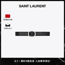 (Deposit)(Deposit) Fashionable mens black oval buckle smooth leather belt belt