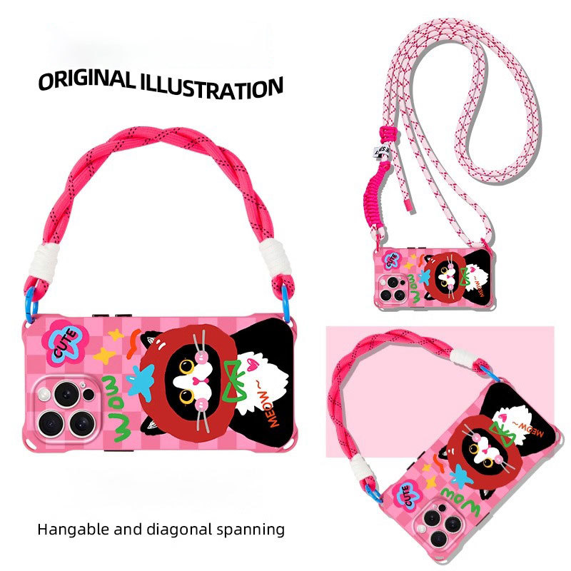 French Lulu Goya Is Suitable for Apple iPhone 17 Pro Max Phone Case with Lanyard, 16 Plus Crossbody, 15 Silicone Full Cover, 14 Premium Plaid, 13 Autumn and Winter, 12 Huawei Mate 70 Pro+