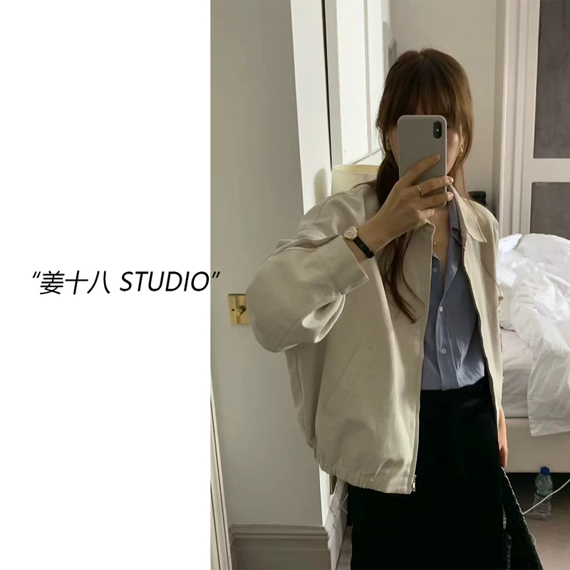 Jiang Shibai - "Lubianxing Shuang" Korean Single Product ~ 26 Spring New Style Clean Version Jacket Zipper Short Coat!