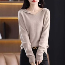 Seamless one-line ready-to-wear hooded long-sleeved sweater for women pullover Korean style loose casual outer sweater for women