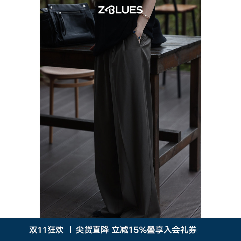 Zblues【Texture on the Go】Turkish Fine-Spun Wool Loose Straight-Leg Suit Pants for Women in Autumn
