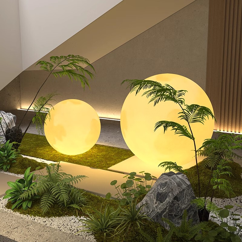 Simulated Plant Landscaping Luminous Moon Lamp Indoor Circular Decorative Lamp under Stairs Entrance Showcase Scene Moon Lamp