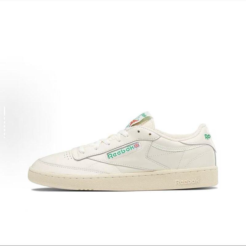 Reebok 100000317 Club C 85 Vintage Comfortable Low-Top Sneakers White and Green