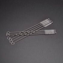 10 pieces of baby bottle straw brush slender stainless steel cleaning brush thick and long straw cup soft brush
