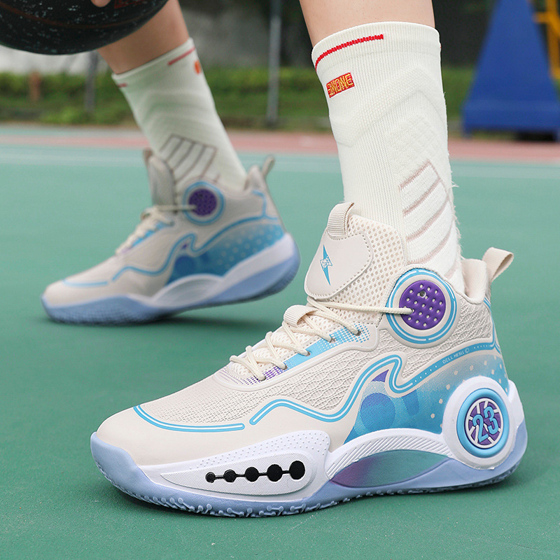 Authentic Brand New Basketball Shoes for Men and Women, High-Top Sneakers, Breathable, Non-Slip, Wear-Resistant, Suitable for Middle School Students