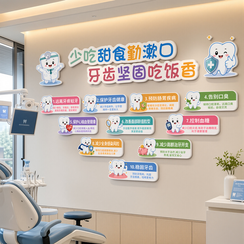 Dental Clinic Wall Decoration, Cultural Background Wall Stickers, Promotional Posters, Hanging Paintings, Front Desk Image Wall