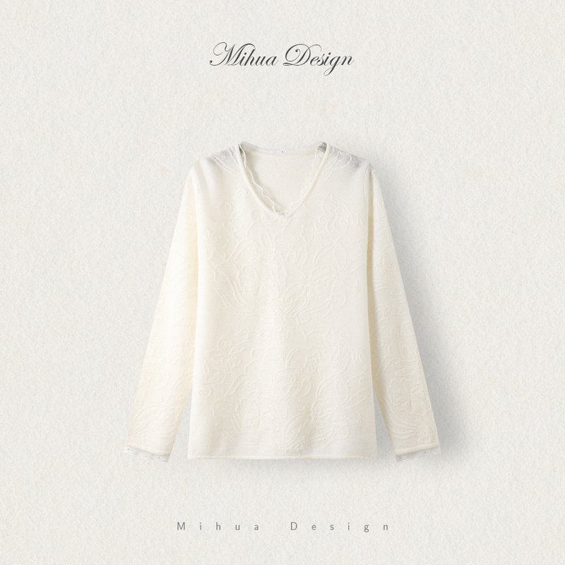 【Mia】Cloud Jacquard Exquisite Versatile Slimming Relaxed Skin-Friendly Knit Sweater 【Mia】Cloud Jacquard Exquisite Versatile Slimming Relaxed Skin-Friendly Knit Sweater